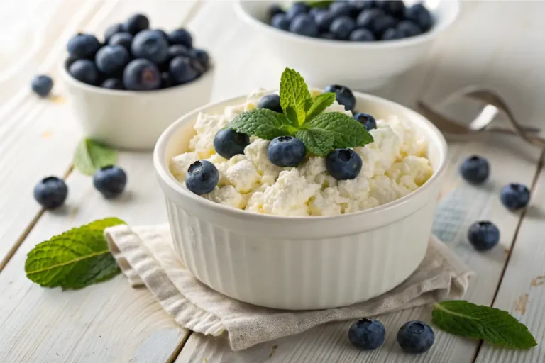 A bowl of cottage cheese with fruit, a popular natural way to enjoy it.
