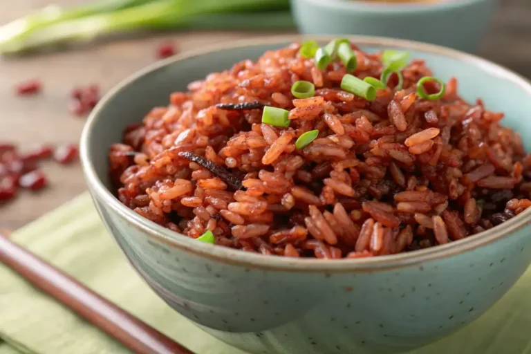 A bowl of forbidden red rice.