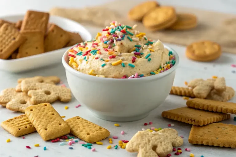 Delicious Dunkaroo dip with animal crackers.