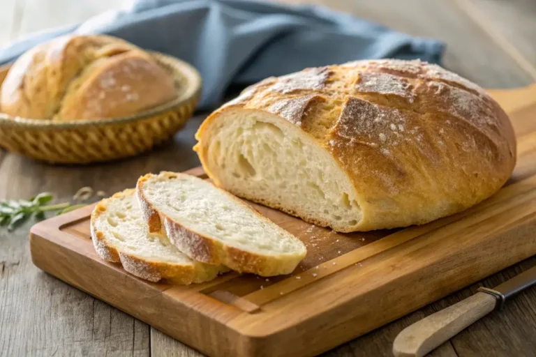 Close-up of a fresh artisan Italian bread loaf.