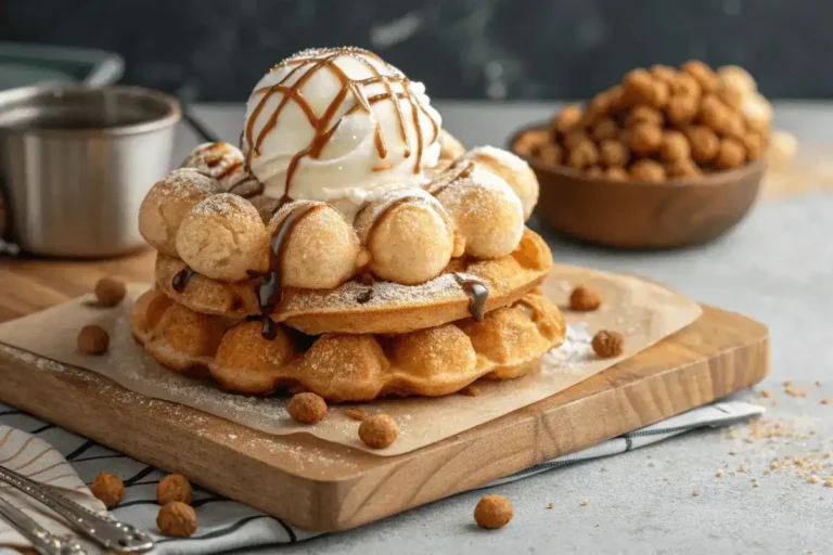 Delicious *bubble waffles* originating from Hong Kong.
