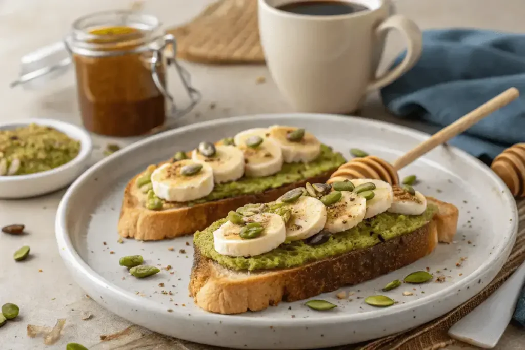 Pistachio paste breakfast toast